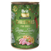 Празнична, коледна консерва за кучета Brit Care Dog Christmas can Rabbit със 74% заешко месо, тиква и грах
